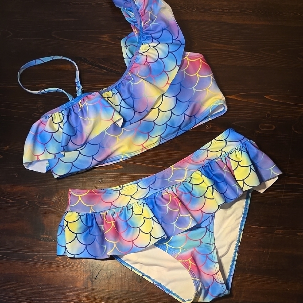 Kids Swimwear Set - Blue and Yellow Mermaid Design